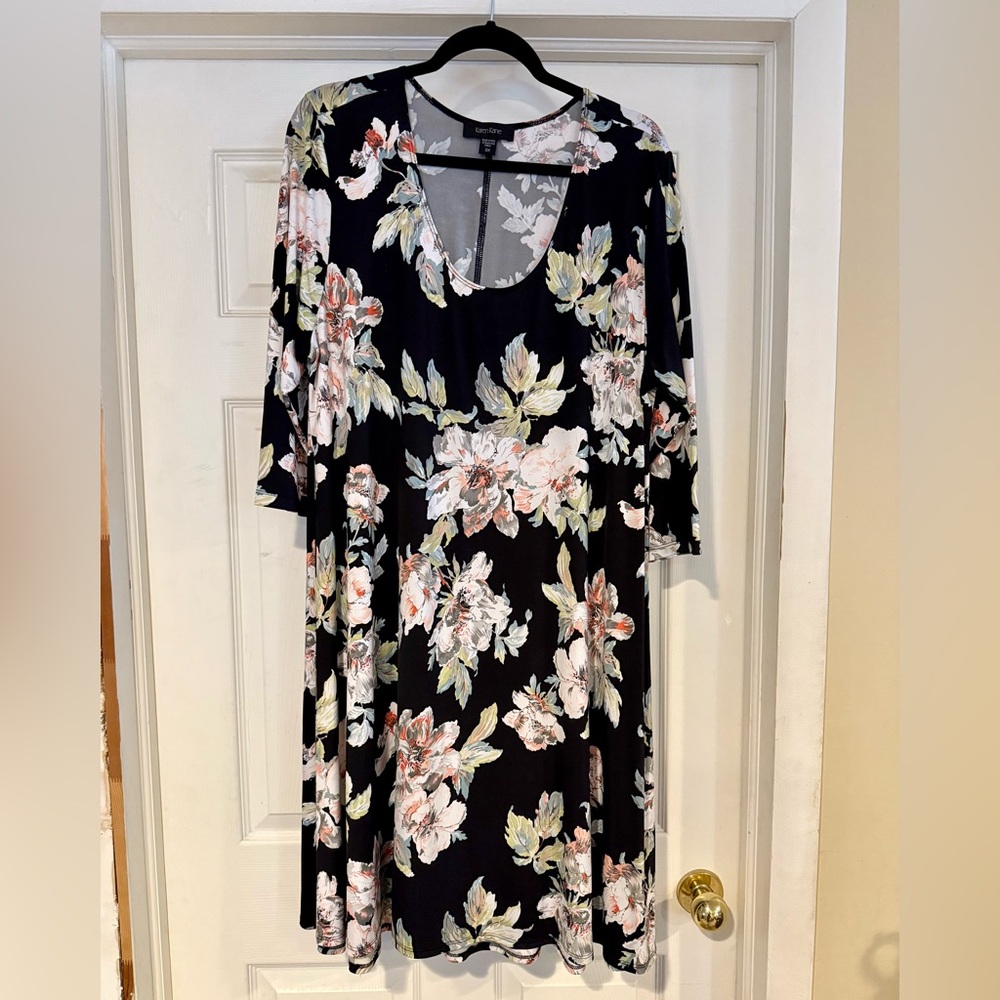 Karen Kane Black Floral Midi Dress
